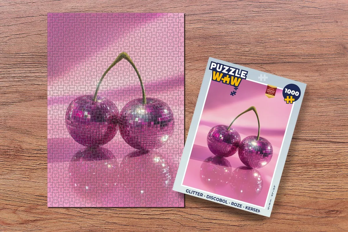 PuzzleWow Glitter Discobol Legpuzzel 1000 Stuks - Roze/Kersen