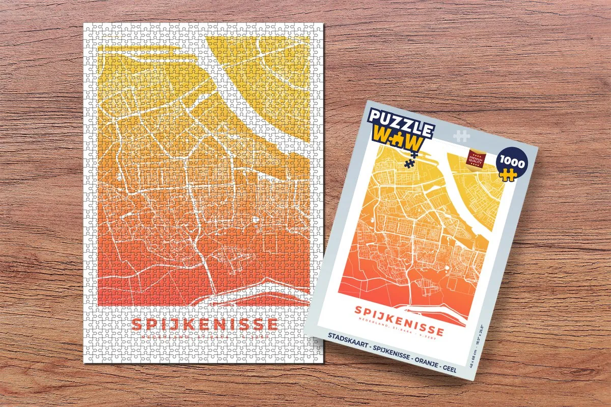 PuzzleWow Stadskaart Spijkenisse Legpuzzel 1000 Stuks - Multicolor