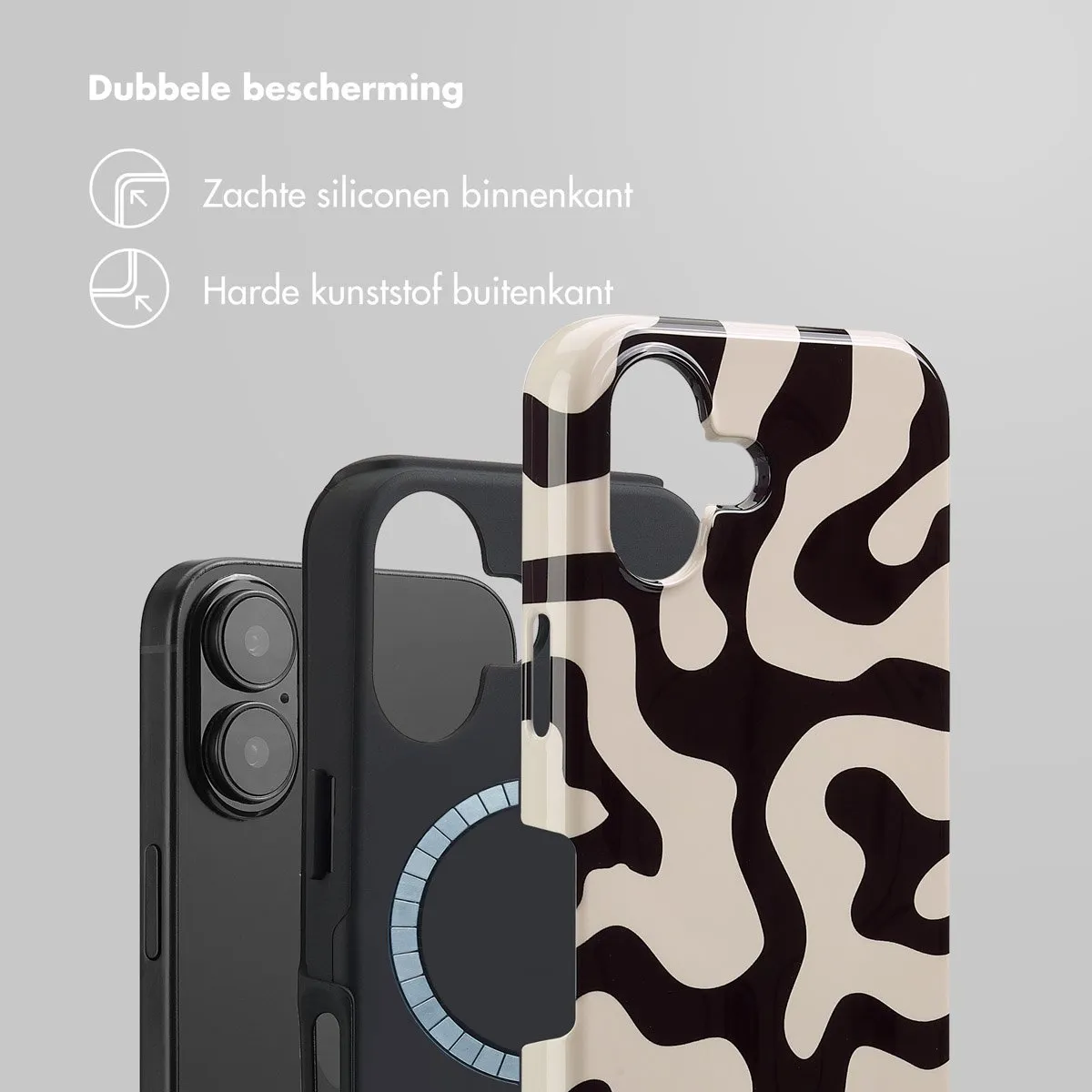 Selencia iPhone 16 Hoesje - Art Wave Black - MagSafe