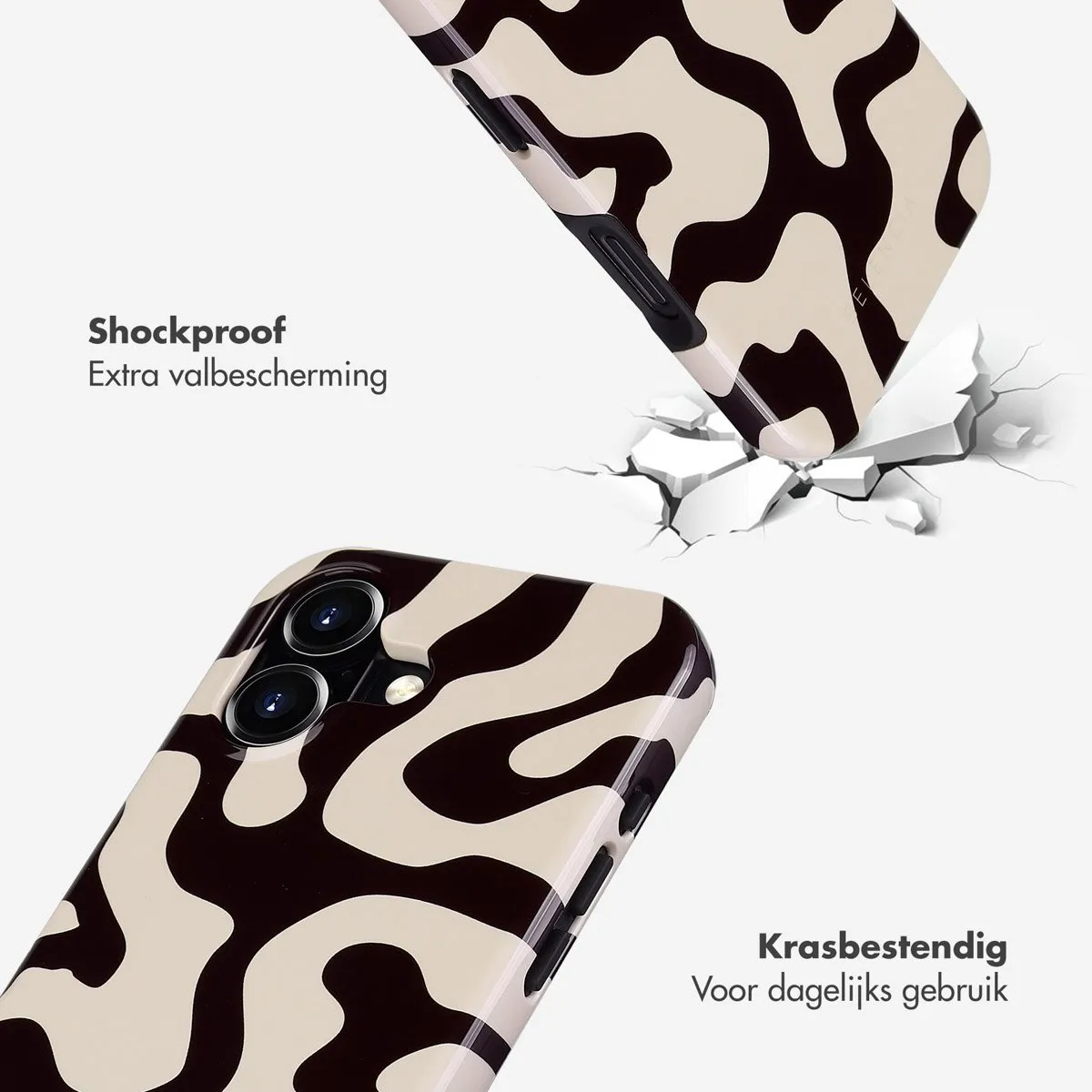 Selencia iPhone 16 Hoesje - Art Wave Black - MagSafe