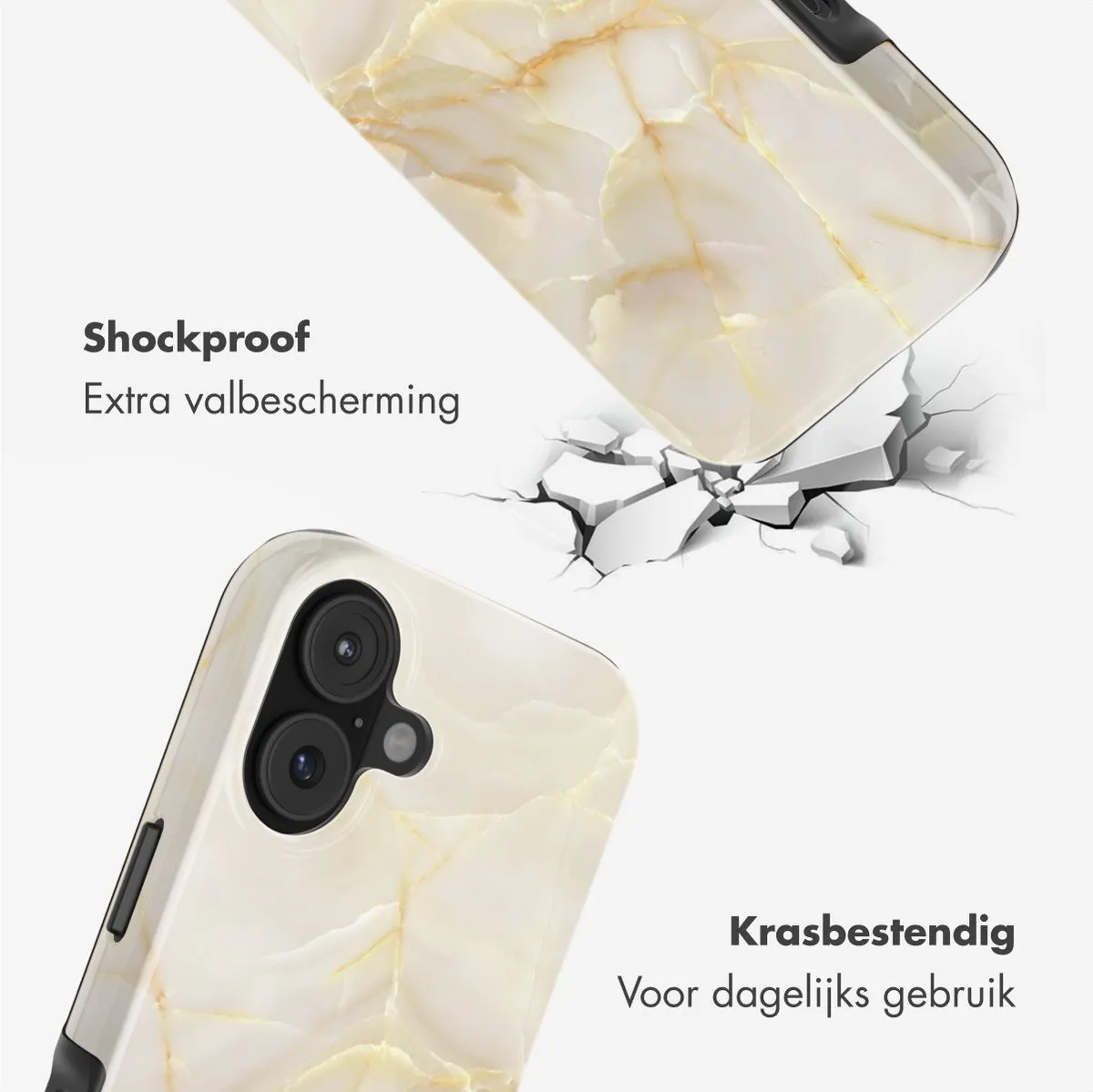 Selencia Hoesje iPhone 17 - Golden Beige Marble - MagSafe