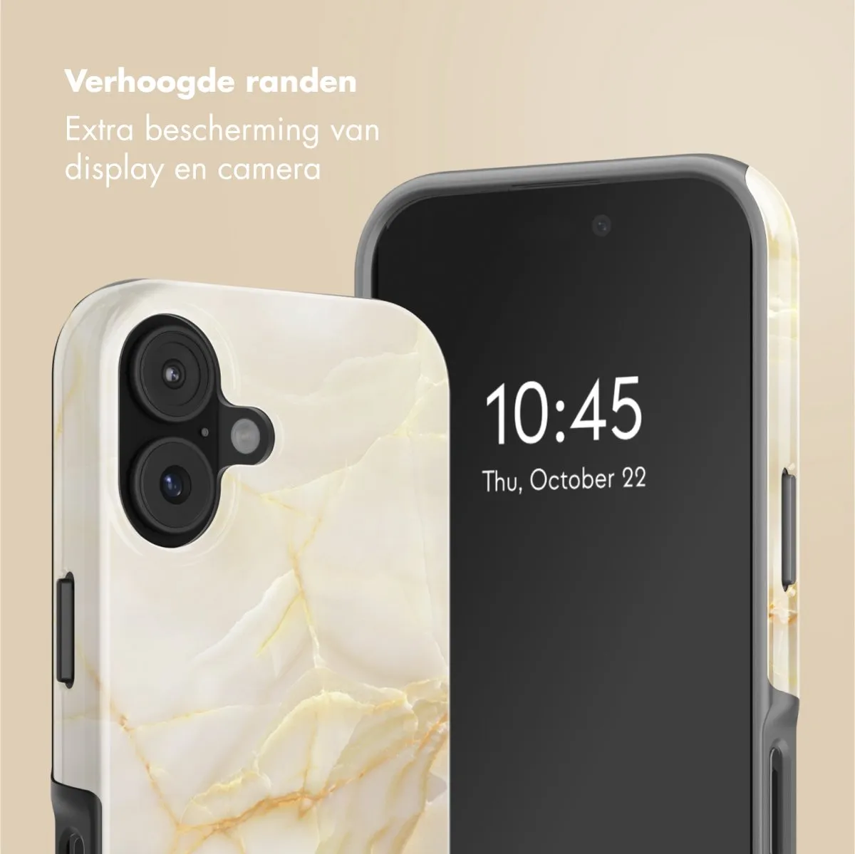 Selencia Hoesje iPhone 17 - Golden Beige Marble - MagSafe