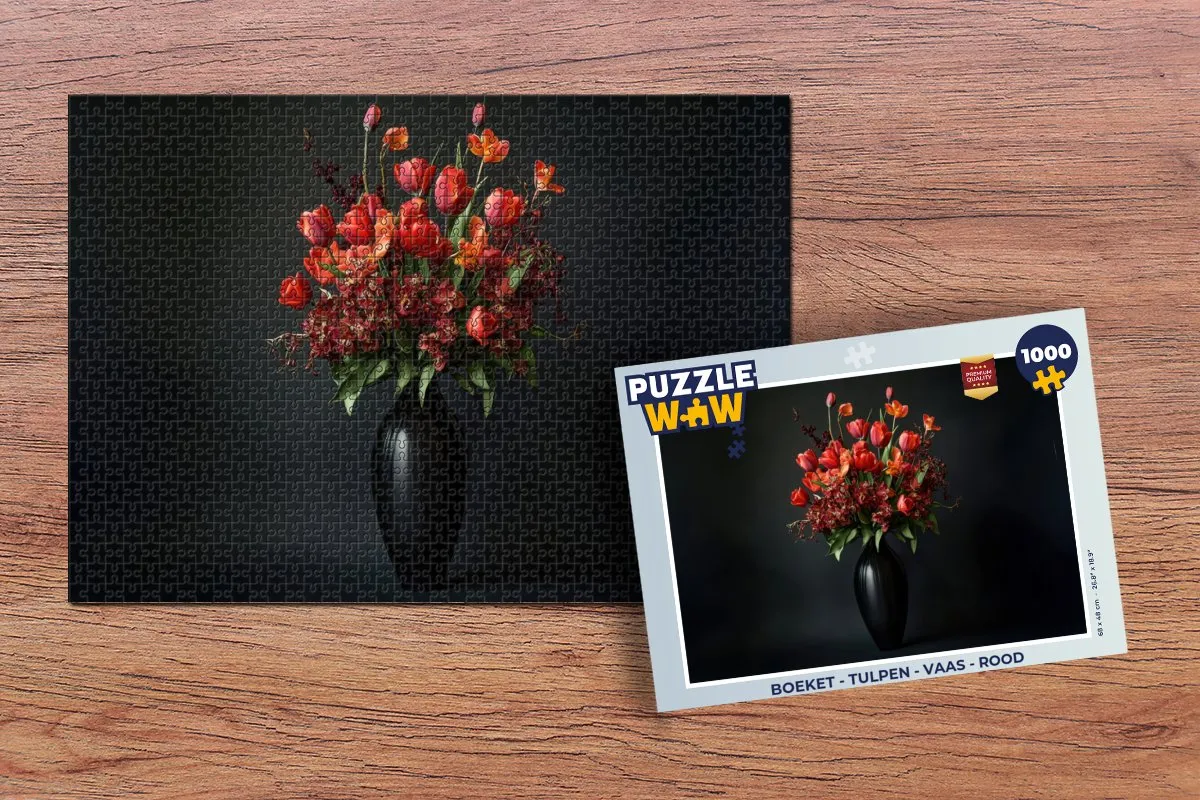 PuzzleWow Boeket Legpuzzel 1000 Stuks - Rood