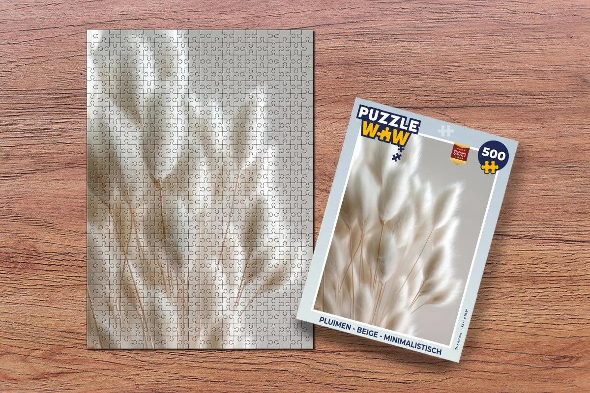 PuzzleWow Pluimen Legpuzzel 500 Stuks - Beige
