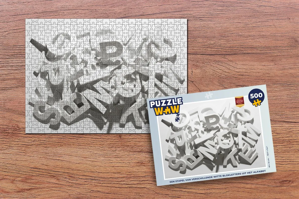 PuzzleWow Alfabet Legpuzzel 500 Stuks - Multicolor