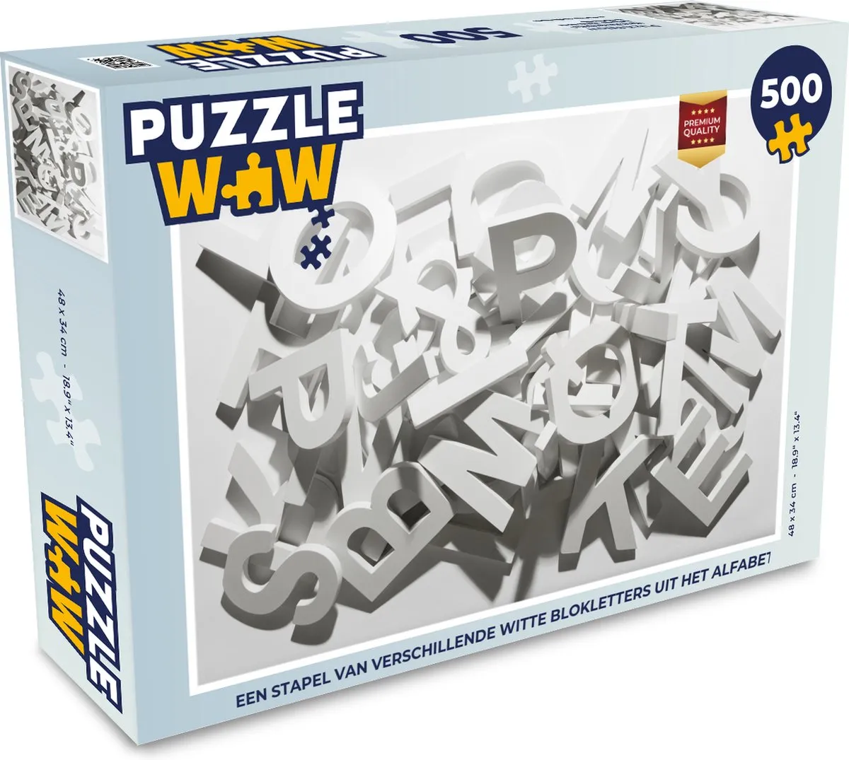 PuzzleWow Alfabet Legpuzzel 500 Stuks - Multicolor