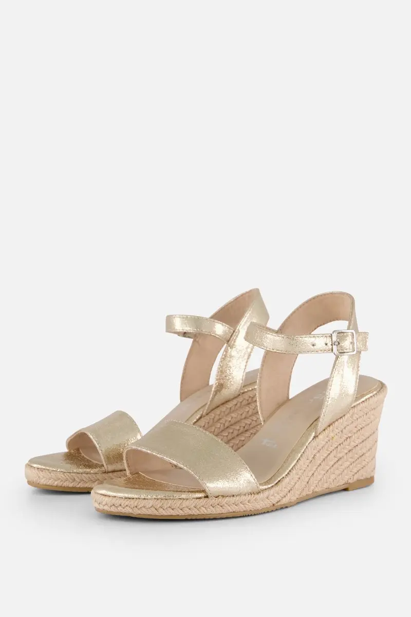 Tamaris Espadrilles met hak goud Textiel