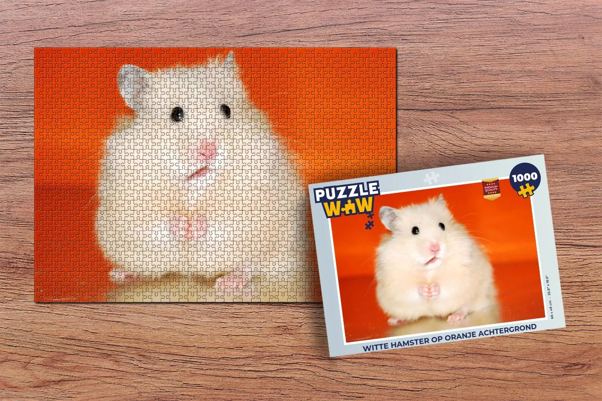 PuzzleWow Legpuzzel Witte Hamster 1000 Stuks - Multicolor