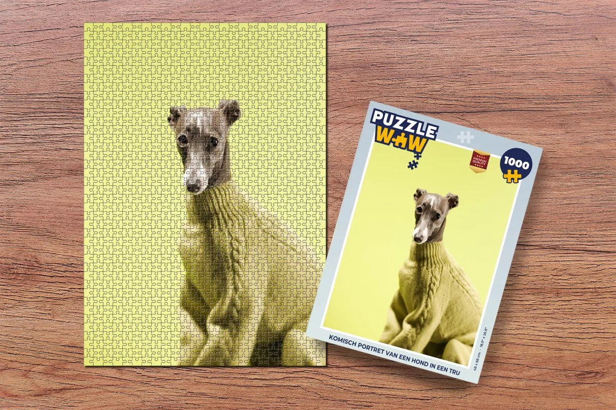 PuzzleWow Legpuzzel Komisch Portret Hond in Trui 1000 Stuks - Multicolor