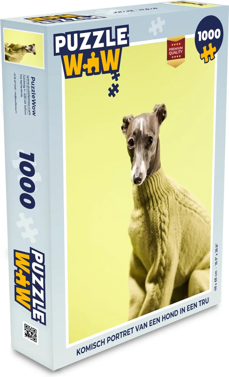 PuzzleWow Legpuzzel Komisch Portret Hond in Trui 1000 Stuks - Multicolor