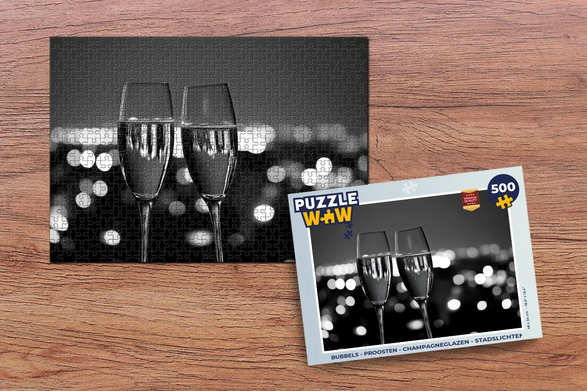 PuzzleWow Proosten Champagneglazen Legpuzzel 500 Stuks - Multicolor