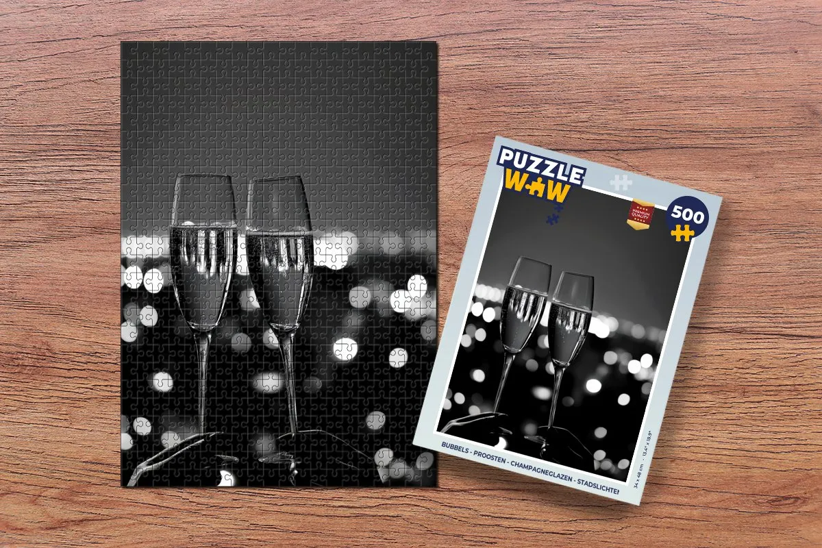 PuzzleWow Proosten Champagneglazen Legpuzzel 500 Stuks - Multicolor