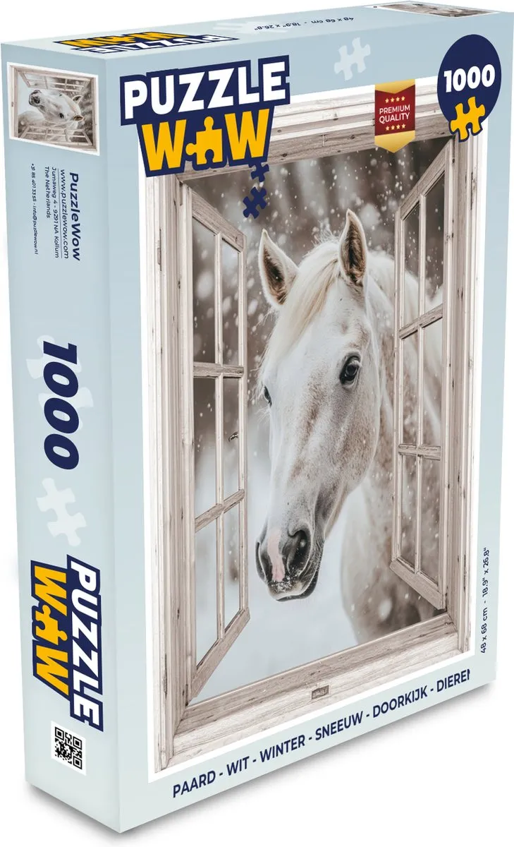 PuzzleWow Paard Winter Legpuzzel 1000 Stuks - Doorkijk