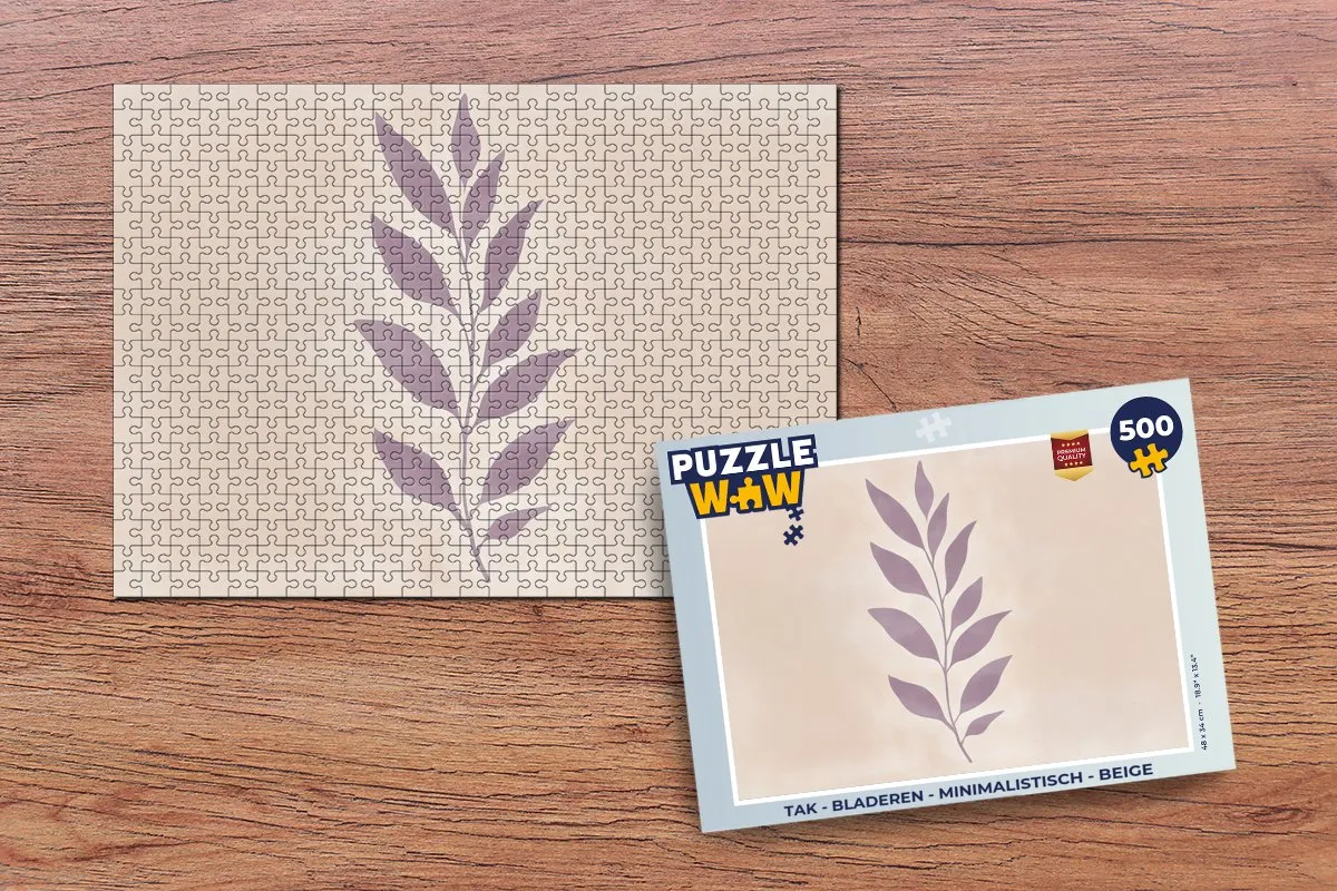 PuzzleWow Tak Bladeren Minimalistisch Legpuzzel 500 Stuks - Beige