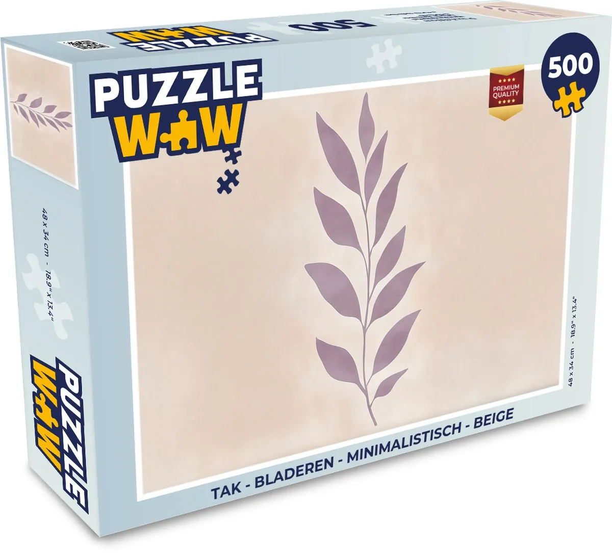 PuzzleWow Tak Bladeren Minimalistisch Legpuzzel 500 Stuks - Beige