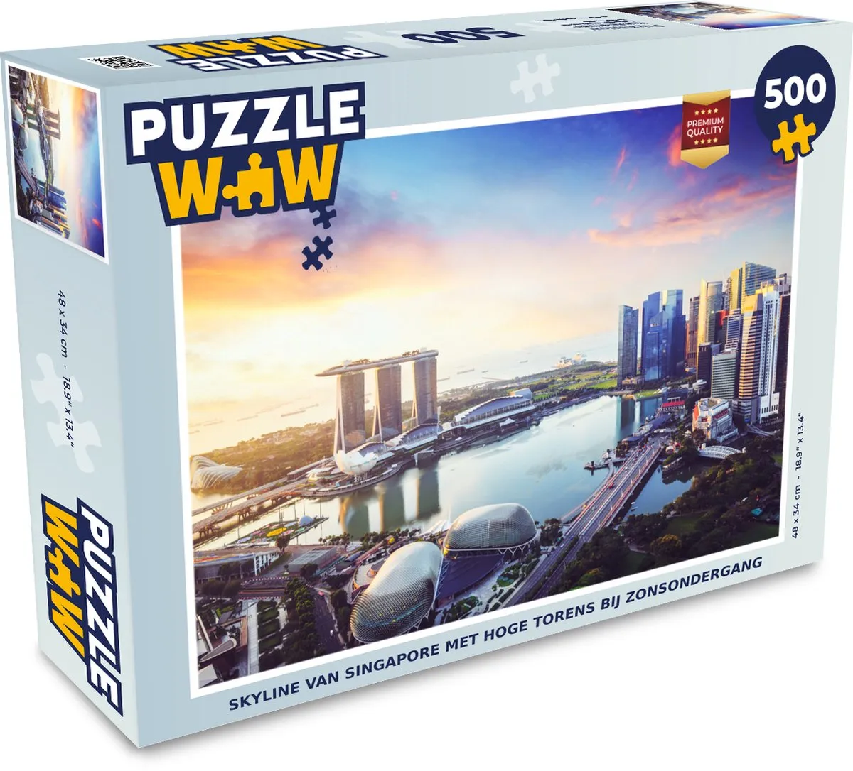 PuzzleWow Skyline Singapore Legpuzzel 500 Stuks - Multicolor