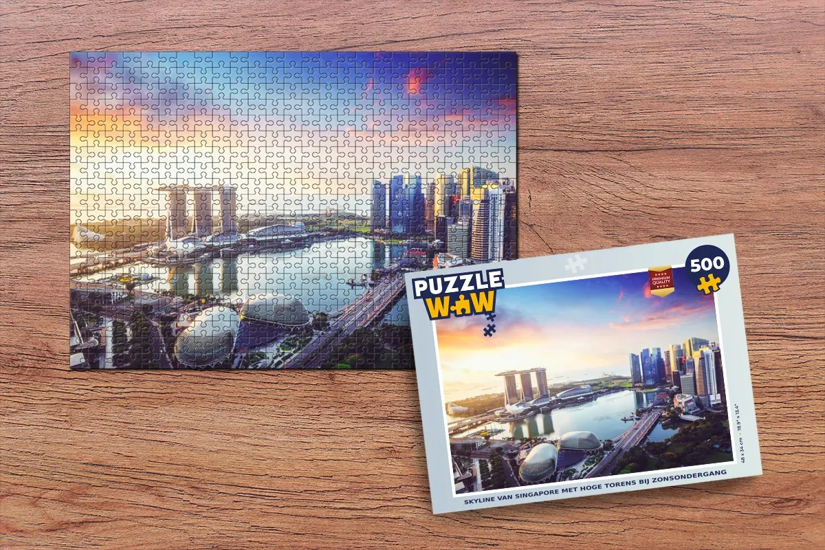PuzzleWow Skyline Singapore Legpuzzel 500 Stuks - Multicolor