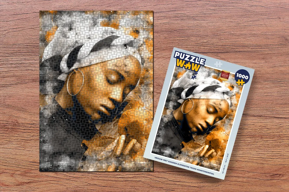 PuzzleWow Krant Hoofddoek Legpuzzel 1000 Stuks - Multicolor