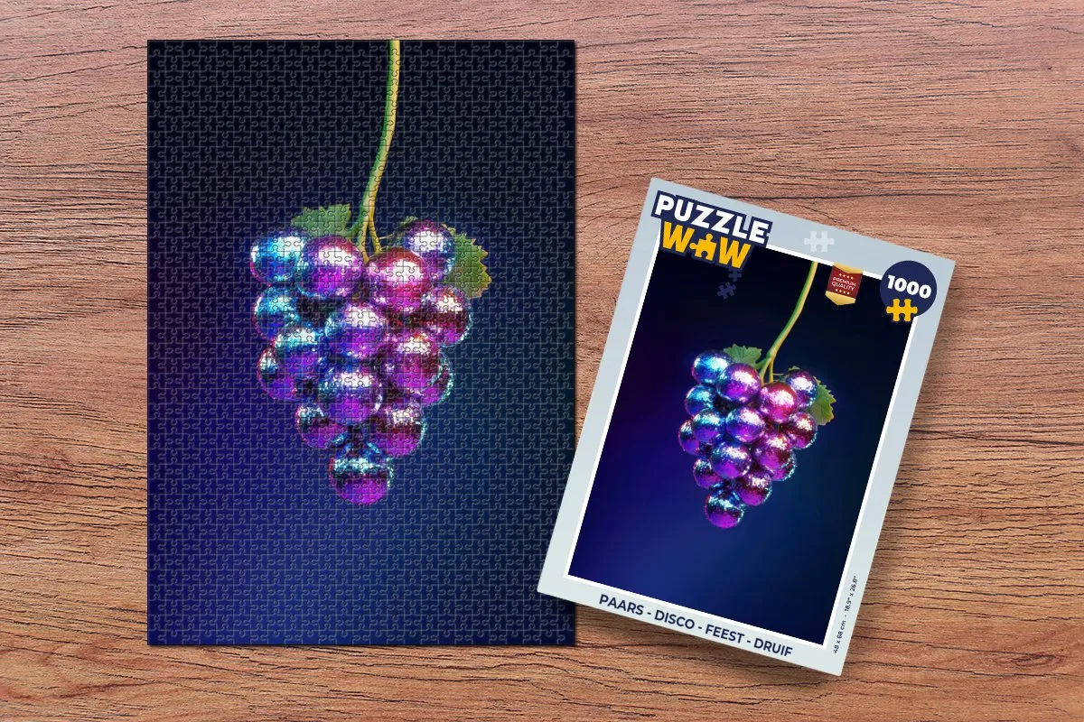 PuzzleWow Legpuzzel 1000 Stuks - Paars Disco Druif