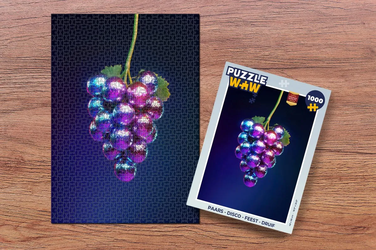 PuzzleWow Legpuzzel 1000 Stuks - Paars Disco Druif