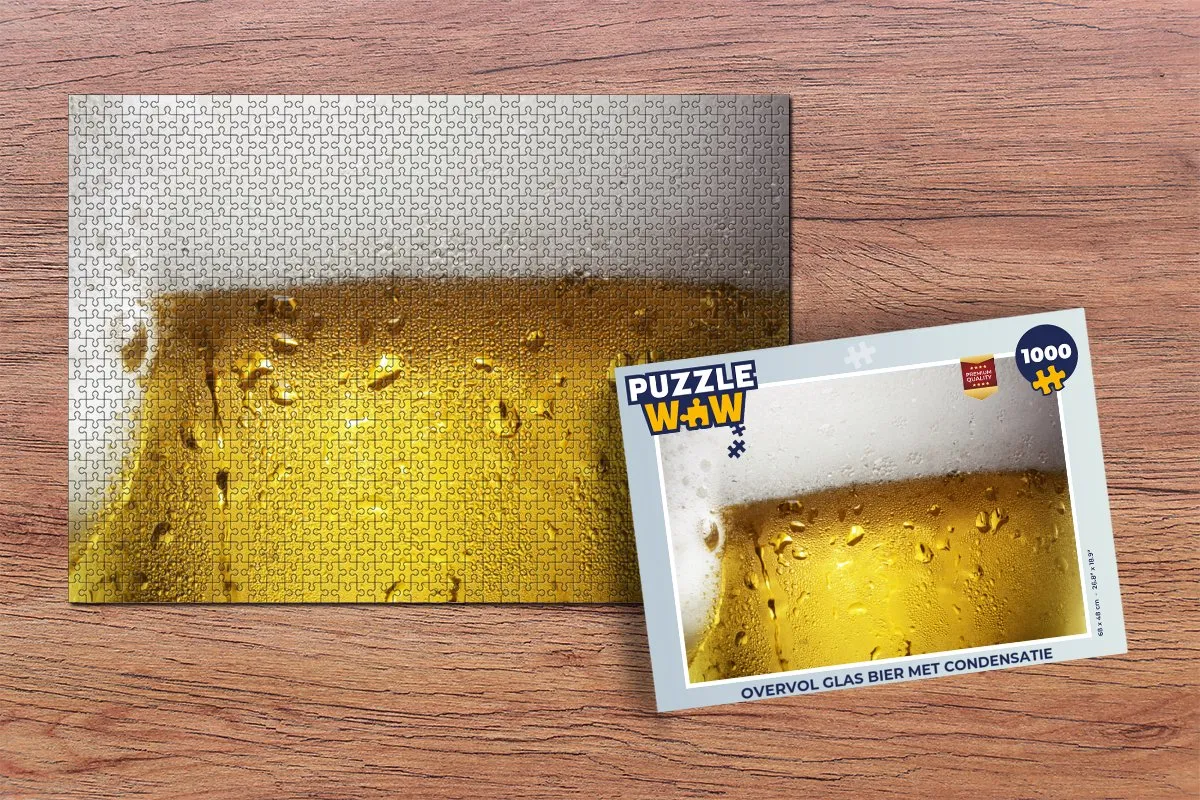 PuzzleWow Legpuzzel 1000 Stuks - Overvol Glas Bier Multicolor