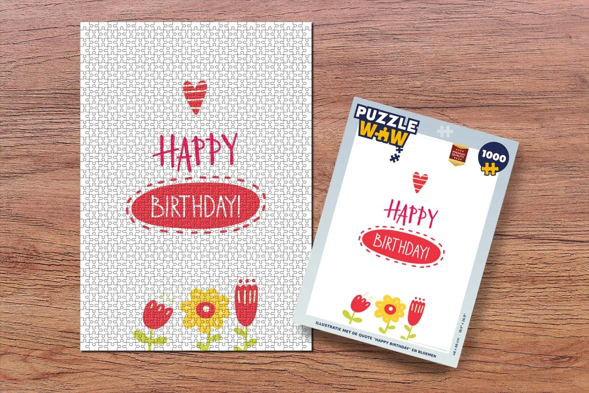 PuzzleWow Happy Birthday Legpuzzel 1000 Stuks - Multicolor