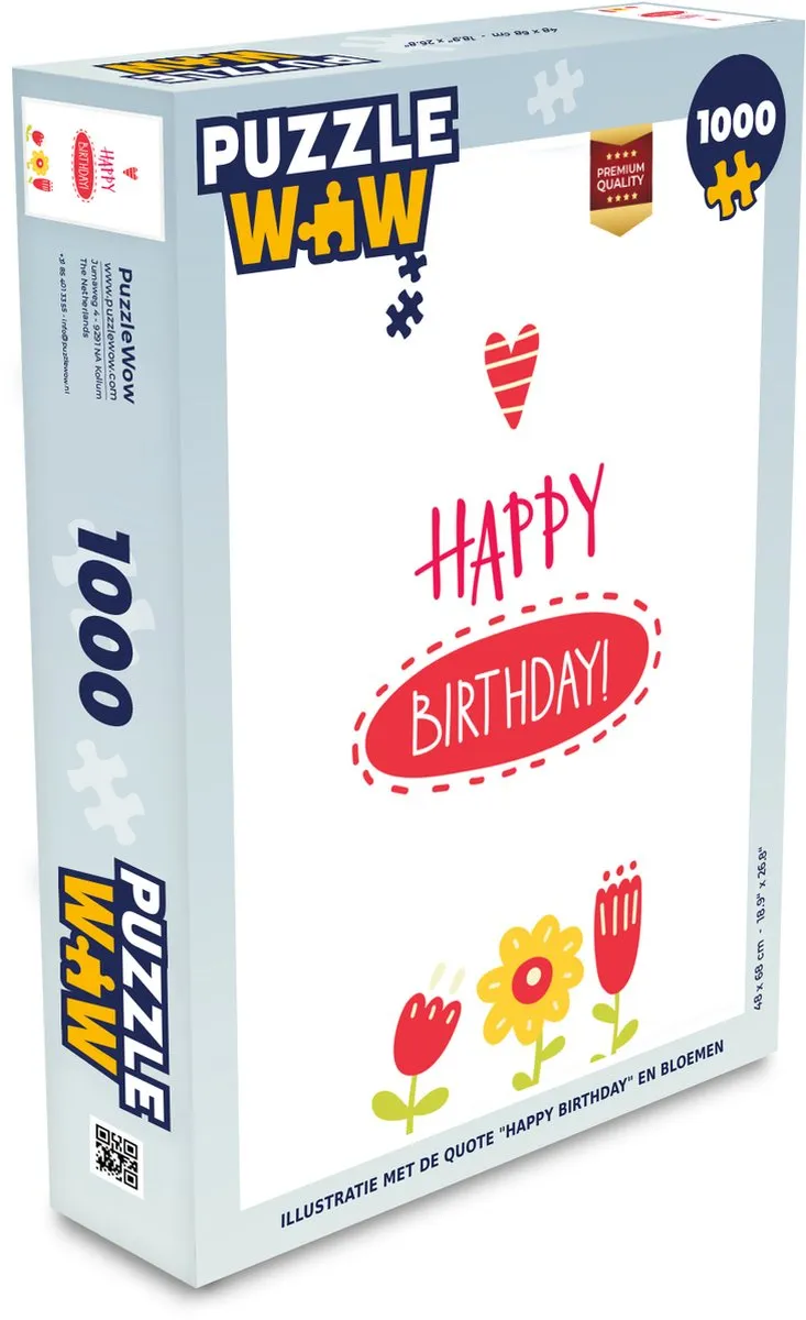 PuzzleWow Happy Birthday Legpuzzel 1000 Stuks - Multicolor