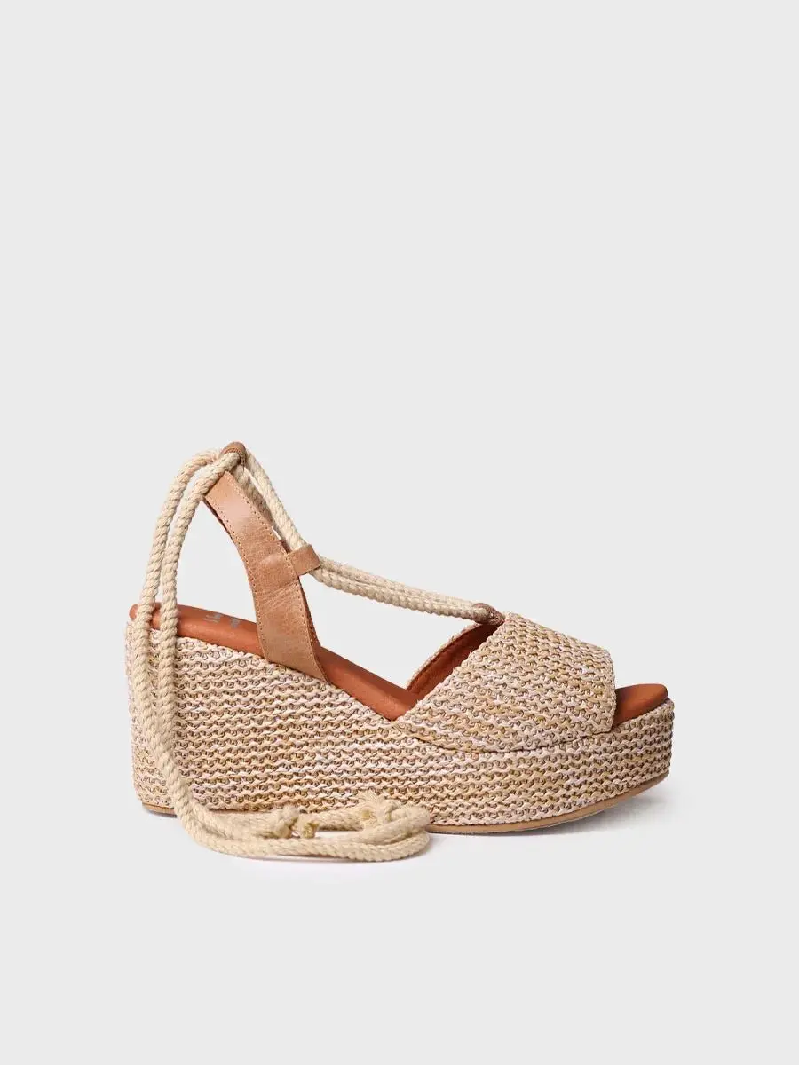 Dames espadrilles met hoge schacht van raffia