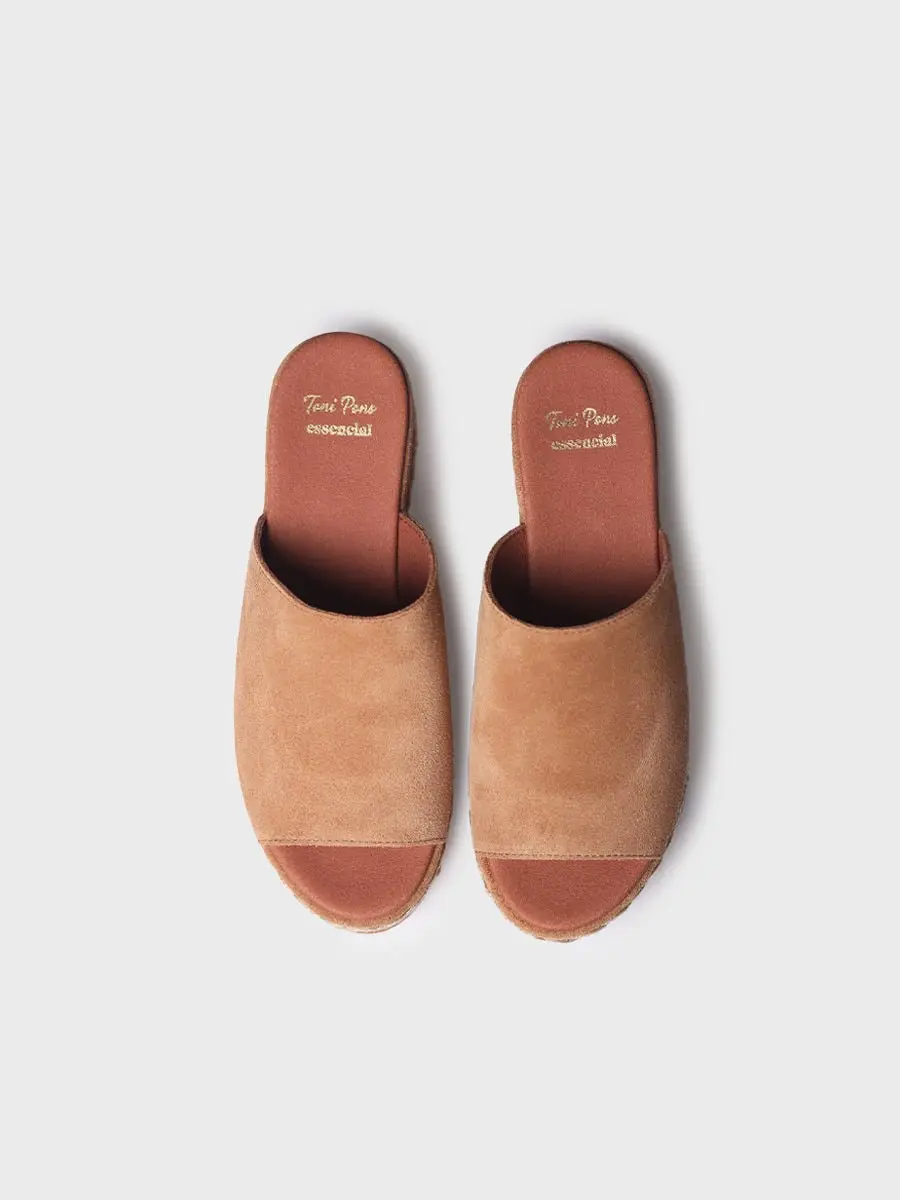 Dames espadrille zonder achterkant van suède