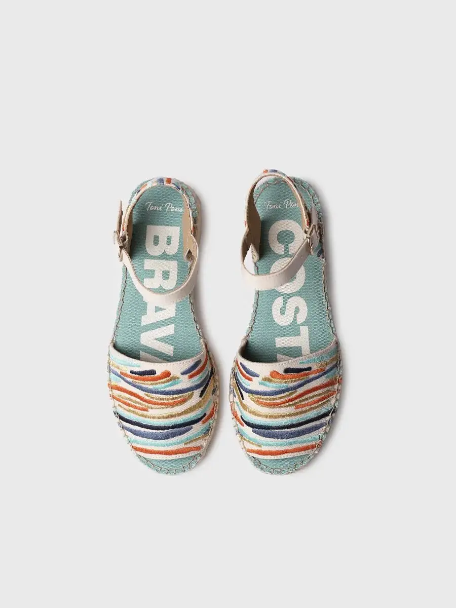 Geborduurde espadrilles voor dames met verstelbare enkelband