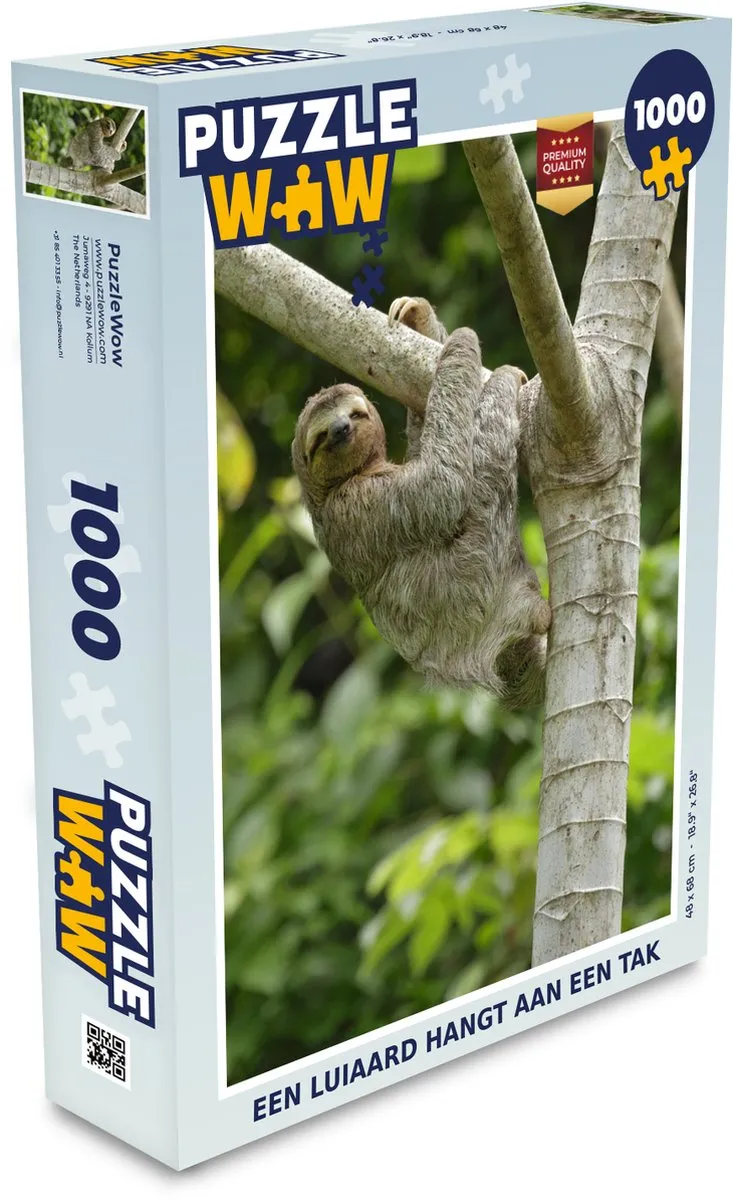 PuzzleWow Luiaard Tak Legpuzzel 1000 Stuks