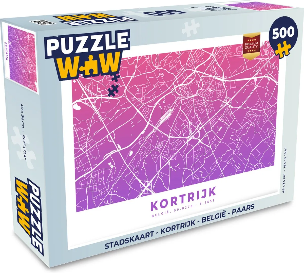 PuzzleWow Kortrijk Legpuzzel 500 Stuks - Multicolor