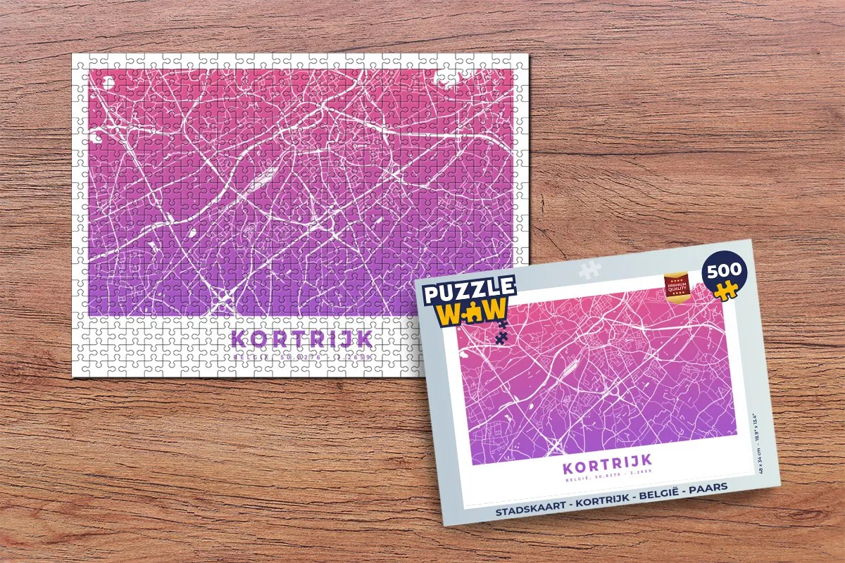 PuzzleWow Kortrijk Legpuzzel 500 Stuks - Multicolor