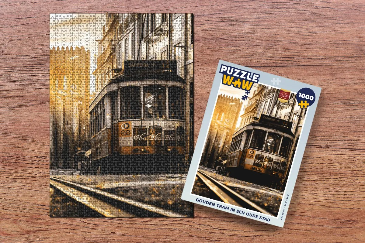PuzzleWow Lissabon Legpuzzel 1000 Stuks - Goud