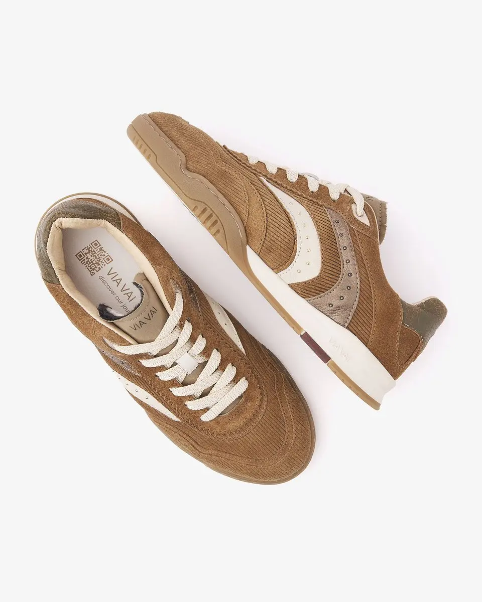 VIA VAI Kris Pax Sneakers Dames - Leer/Suède - Beige 37