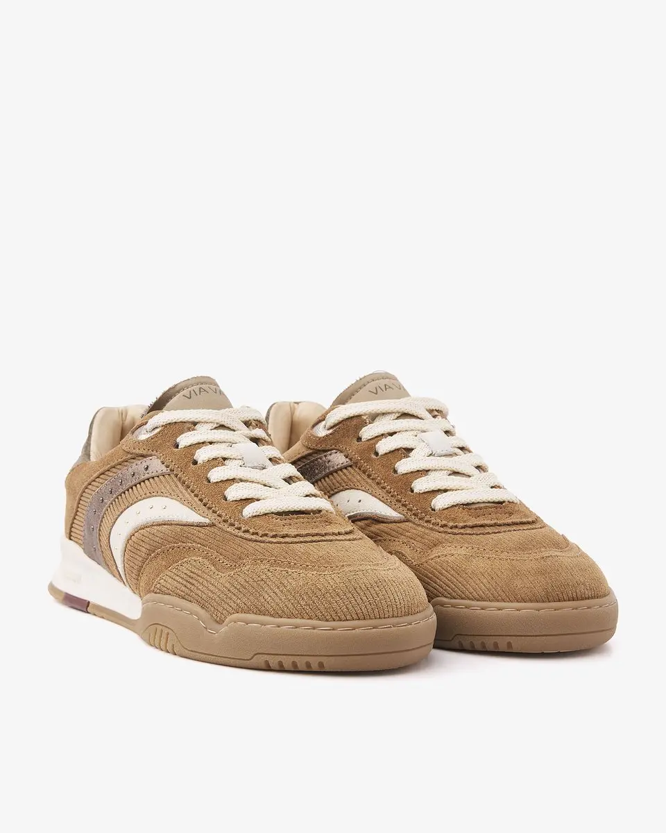 VIA VAI Kris Pax Sneakers Dames - Leer/Suède - Beige 37
