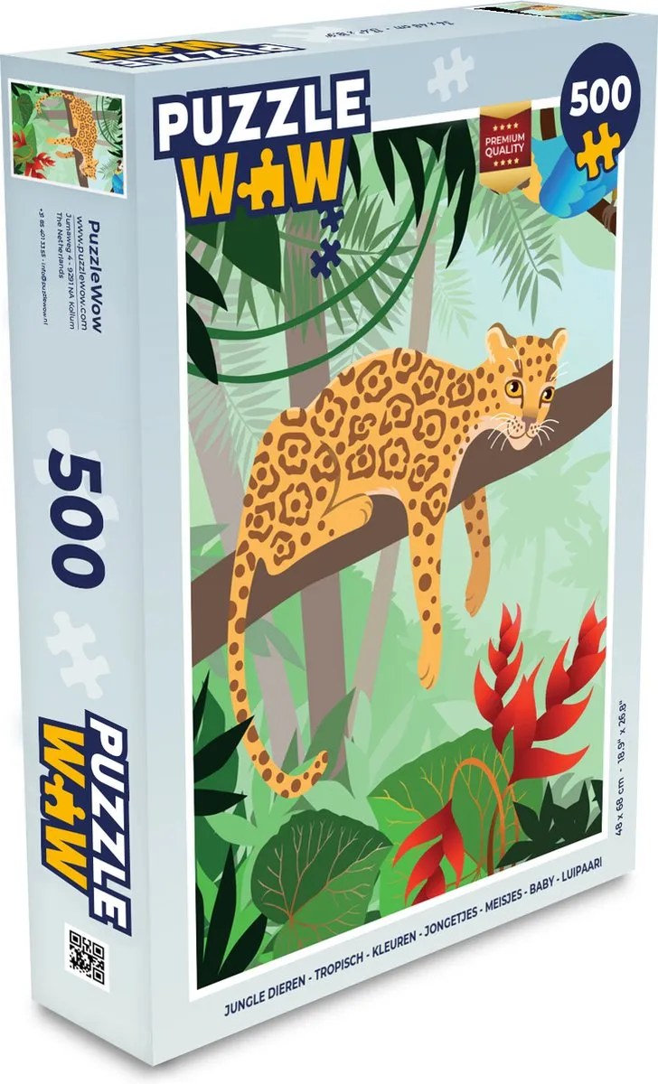 PuzzleWow Jungle Dieren Puzzel 500 Stuks - Multicolor