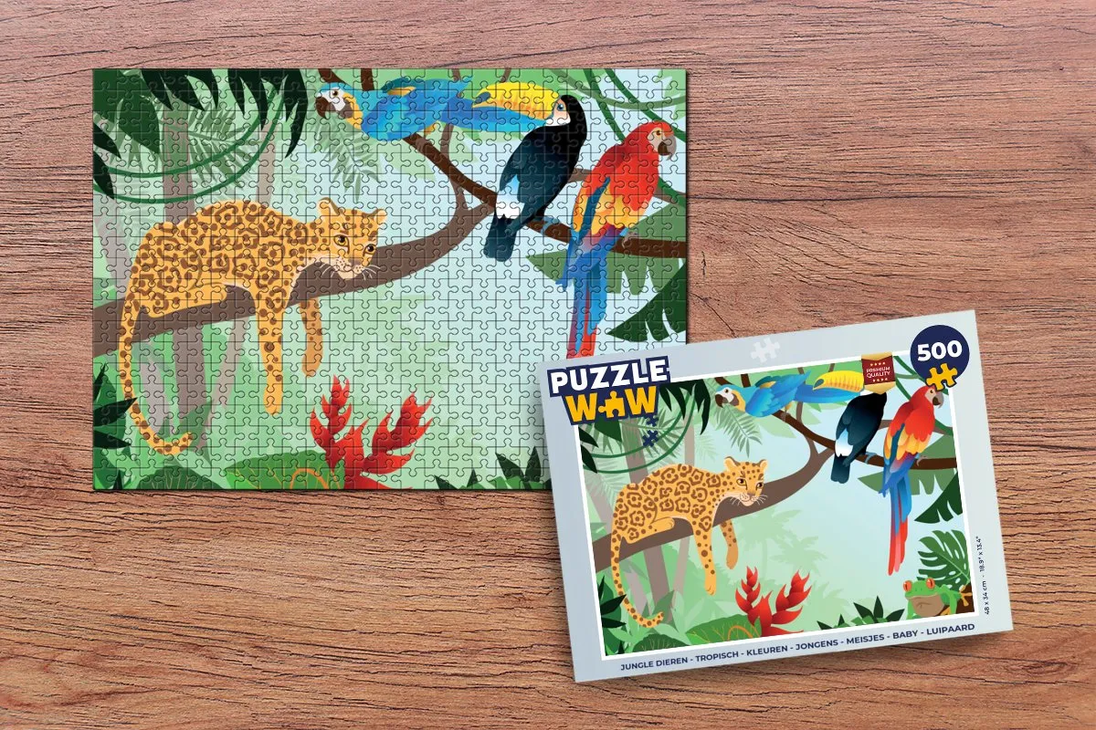 PuzzleWow Jungle Dieren Puzzel 500 Stuks - Multicolor