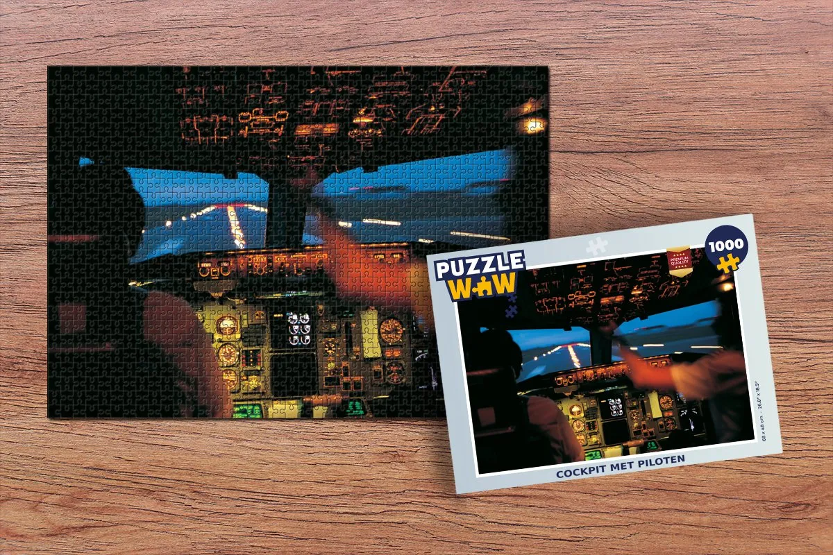 PuzzleWow Cockpit met piloten Legpuzzel 1000 Stuks - Multicolor