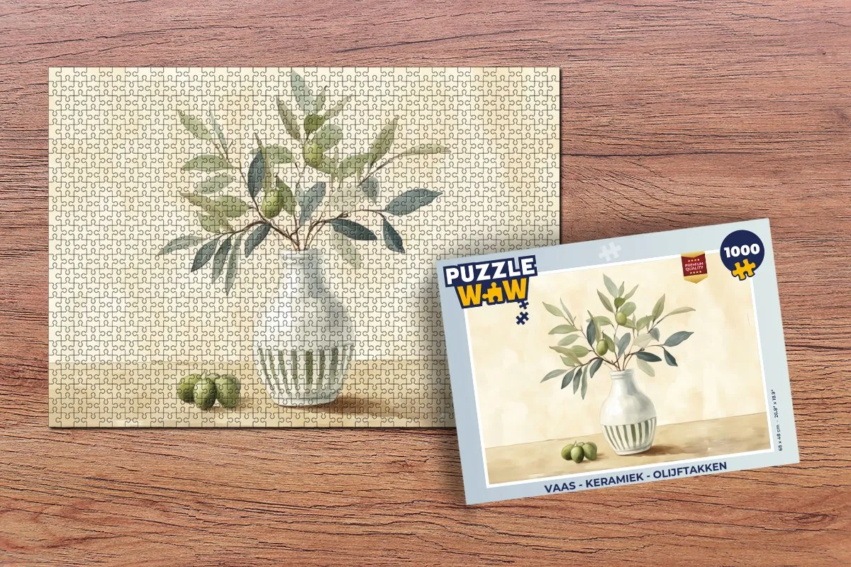 PuzzleWow Vaas Olijftakken Legpuzzel 1000 Stuks