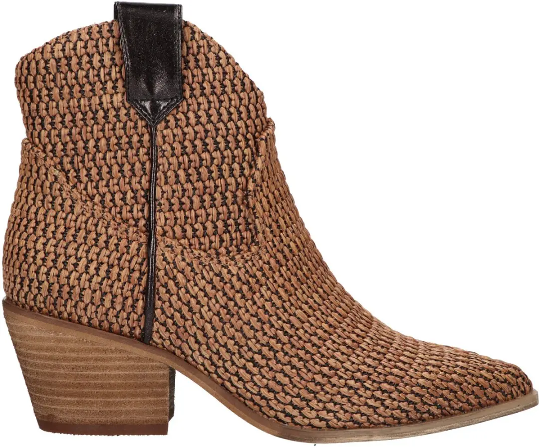 La Strada Western Bootie Cognac Raffia