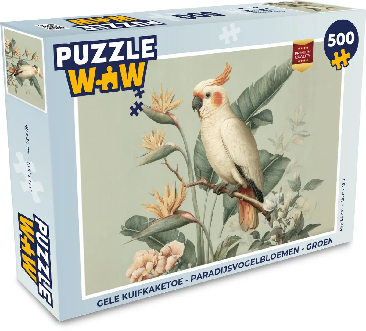 PuzzleWow Legpuzzel Gele Kuifkaketoe Paradijsvogelbloemen 500 Stuks