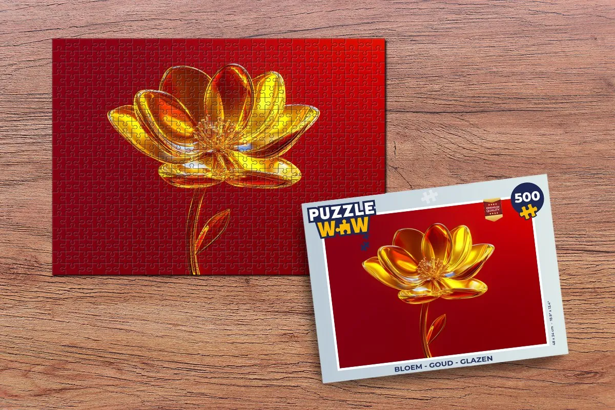 PuzzleWow Bloem Glazen Legpuzzel 500 Stuks - Goud