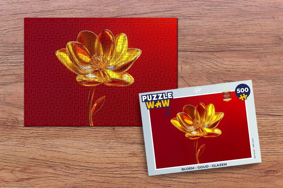PuzzleWow Bloem Glazen Legpuzzel 500 Stuks - Goud