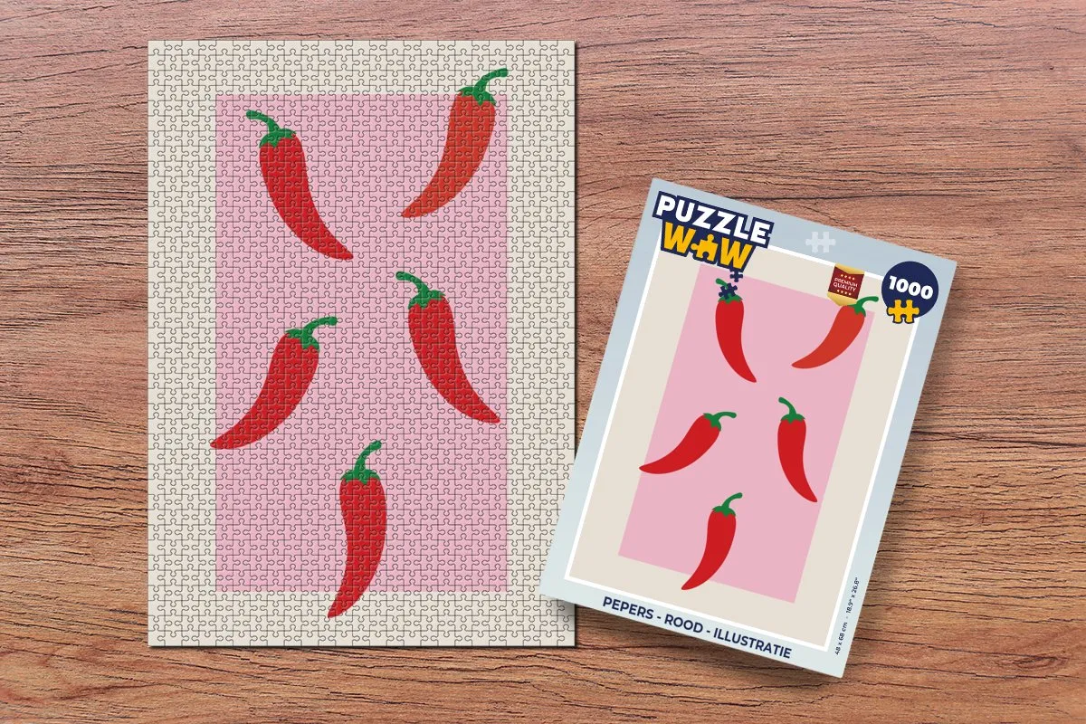 PuzzleWow Chilipepers Legpuzzel 1000 Stuks - Rood