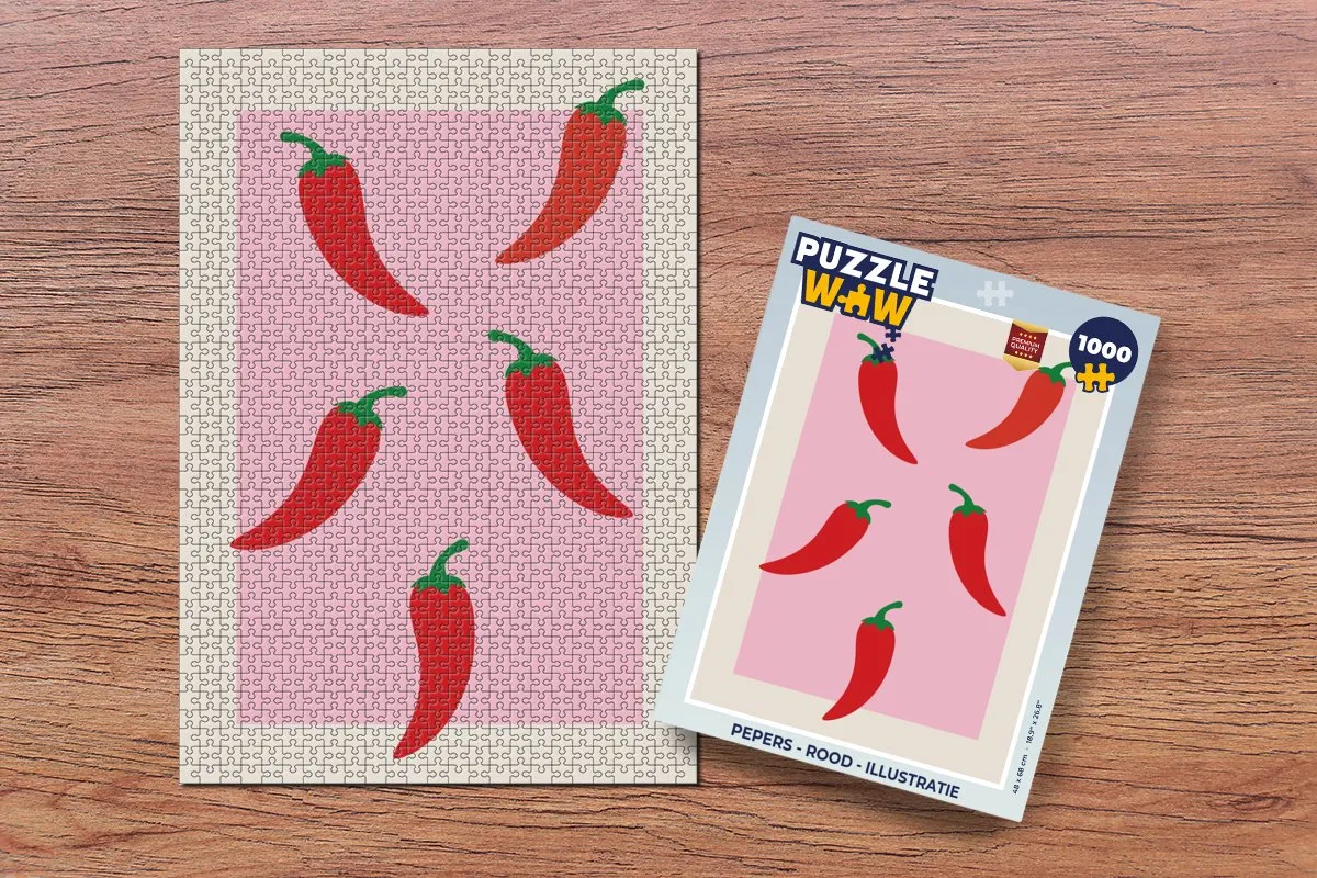 PuzzleWow Chilipepers Legpuzzel 1000 Stuks - Rood