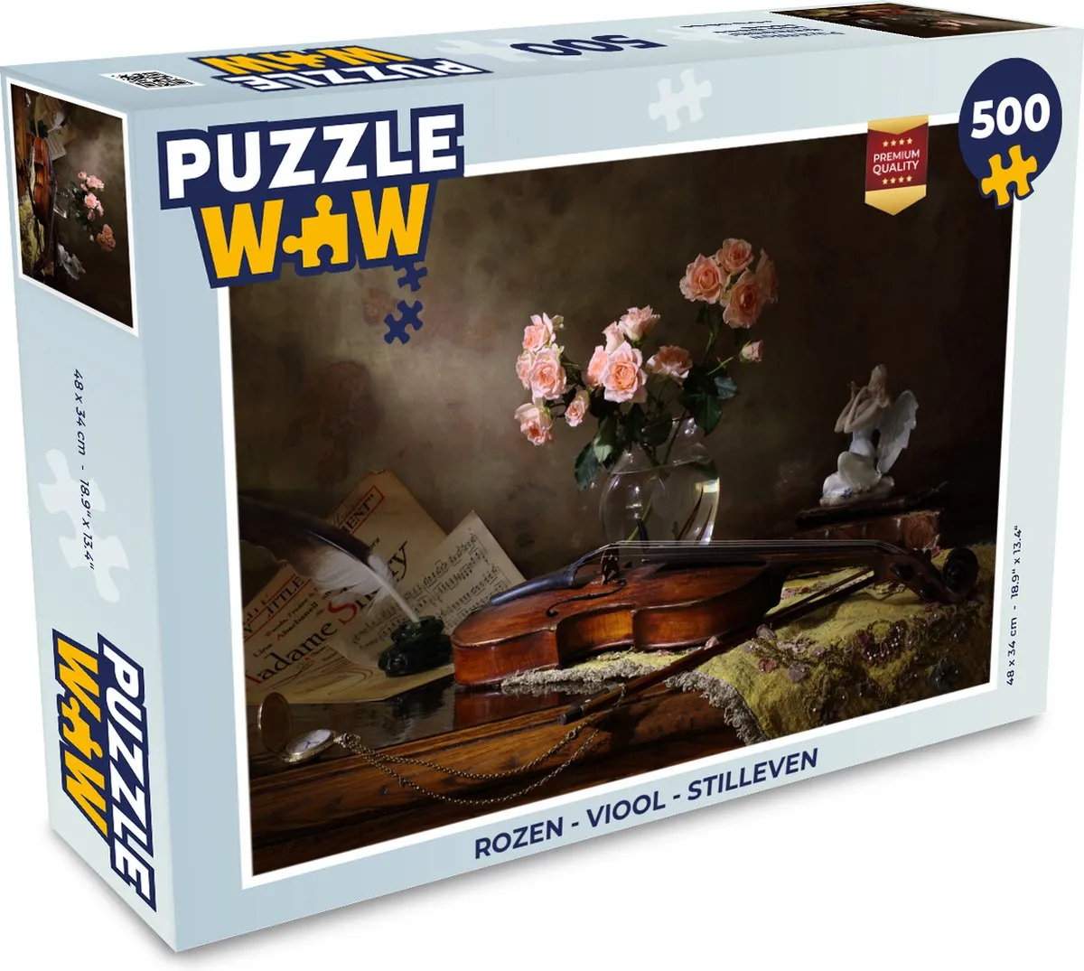 PuzzleWow Viool Rozen Legpuzzel 500 Stuks - Multicolor