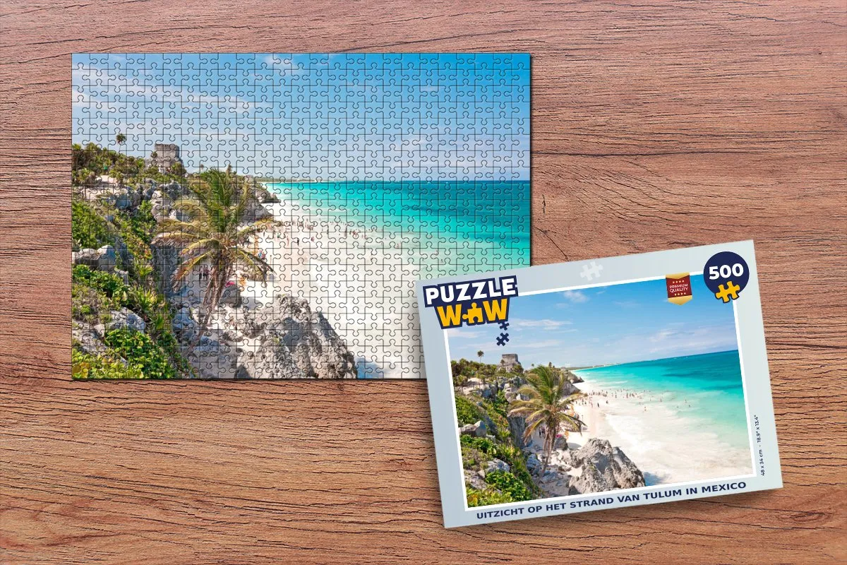PuzzleWow Legpuzzel Tulum Strand Mexico 500 Stuks - Multicolor