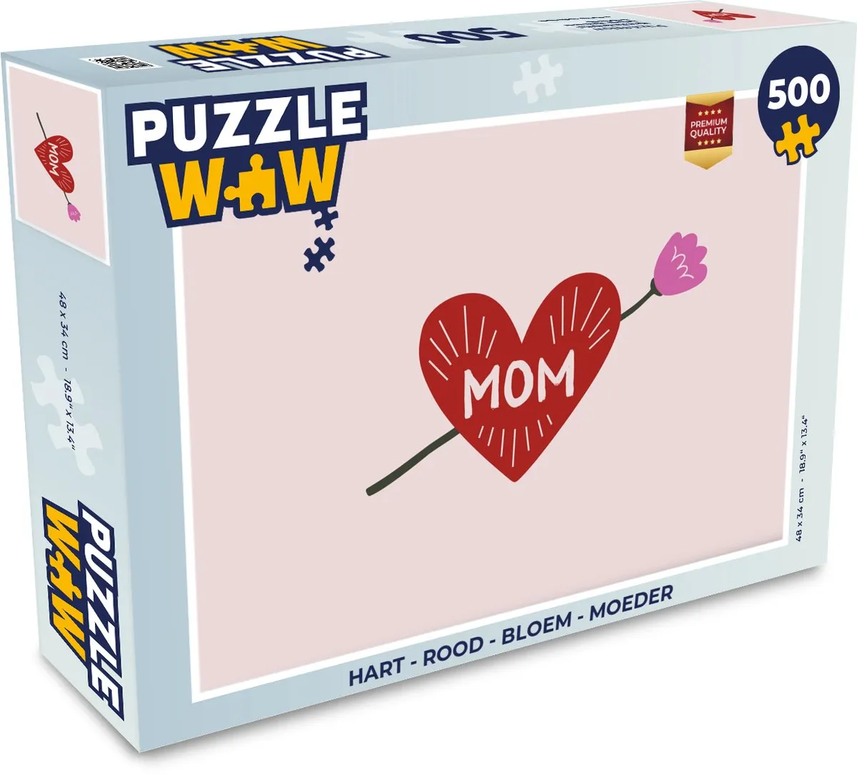 PuzzleWow Hart Bloem Legpuzzel 500 Stuks - Rood