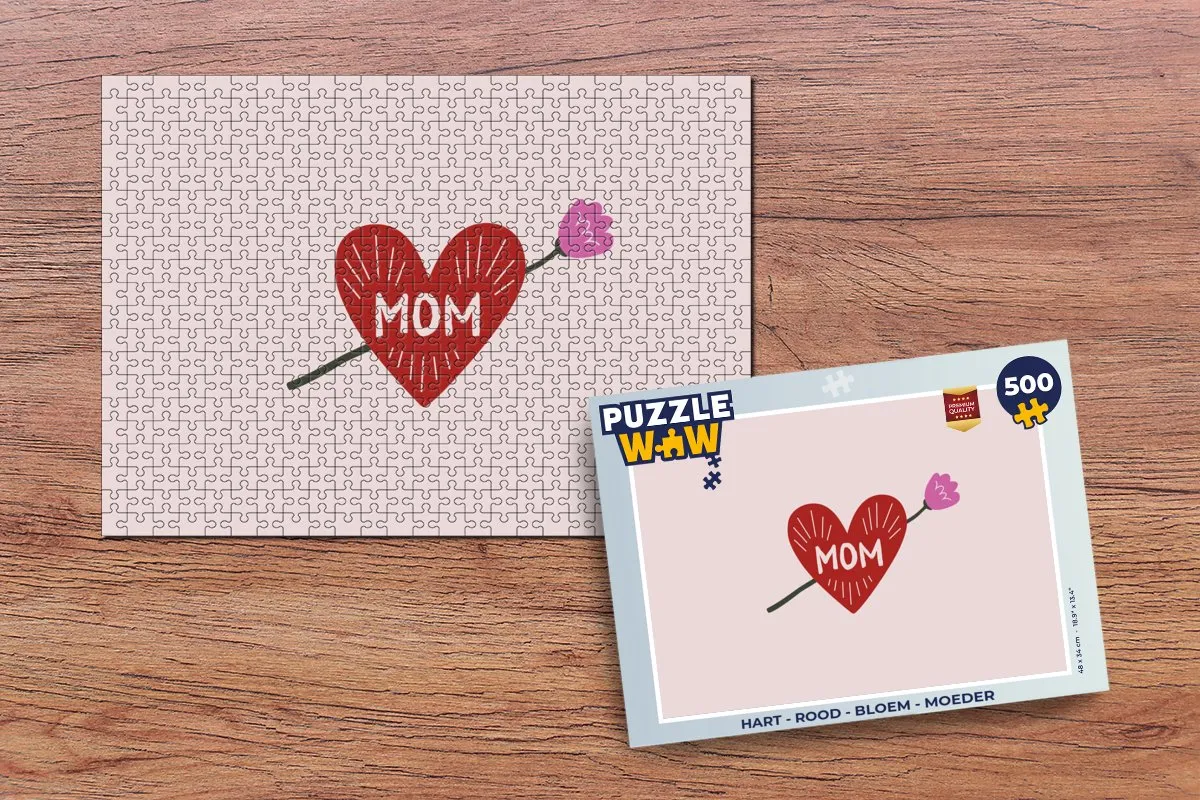PuzzleWow Hart Bloem Legpuzzel 500 Stuks - Rood
